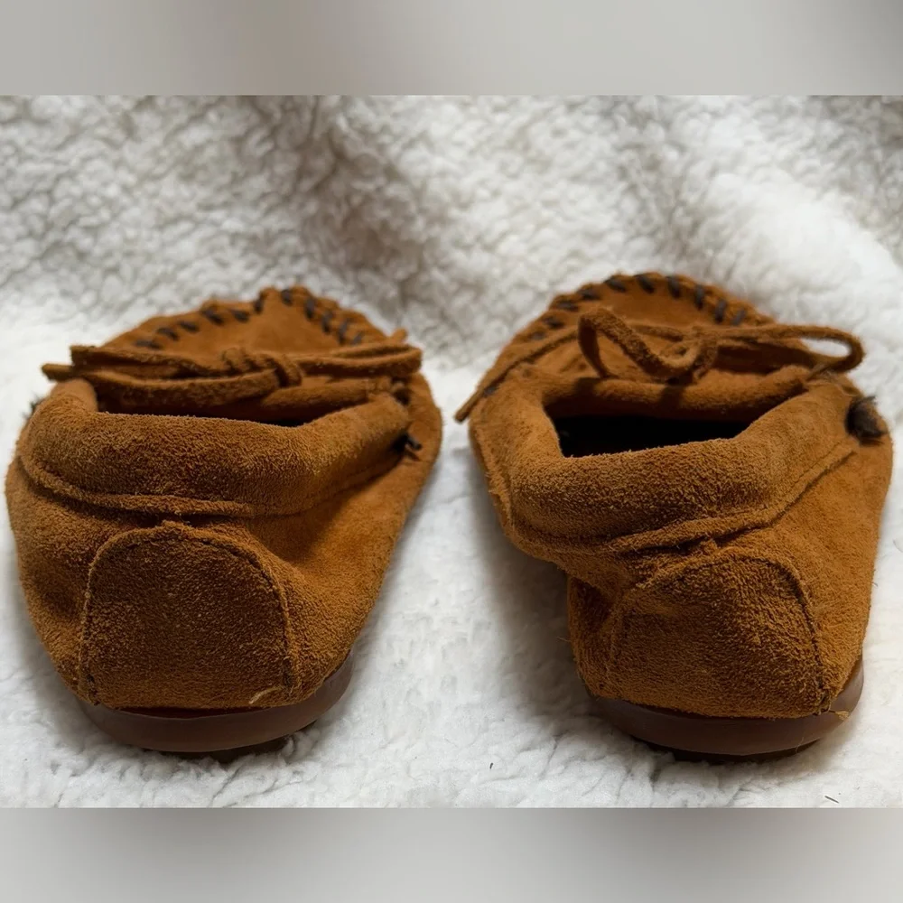 Minnetonka Kid’s Kilty Softsole Suede Leather Comfort Moccasins Tan Size 3